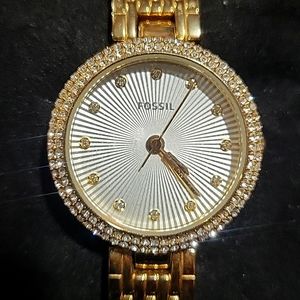FOSSILOlive Silver Dial Stainless Gold-tone Steel Bracelet Ladies Watch